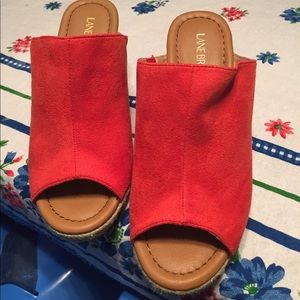 Lane Bryant Coral Open Toe Wedges